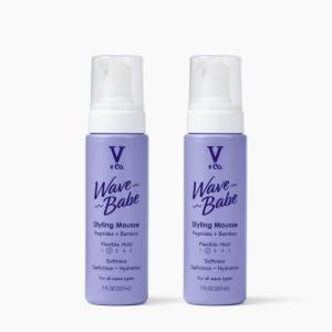 V&Co. Beauty Wave Babe Styling Mousse (2 Pack) – Hair Mousse for Wavy Hair, Frizz Control & Volume – Lightweight Flexible Hold,Hydrating Hair Styling Product with Peptides & Bamboo Extract – 7 oz