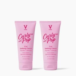 V&Co. Beauty Curly Pop Curl Defining Cream (2-Pack) – Curl Cream for Curly Hair, Anti Frizz & Moisturizing Hair Care with Peptides & Jojoba Oil – Defines Curls & Adds Hydration – 6 oz