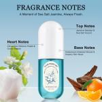 Hair & Body Perfume Mist for Women Long-Lasting - Sea Salt Jasmine Scent | Deodorizing, Portable Spray - Moisturizing & Hydrating Fragrance with Frizz Control & Shine Enhancement, Alcohol-Free, 1.4 oz