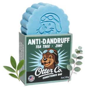 Otter co. Anti Dandruff Tea Tree Conditioner Bar – Zinc Pyrithione, Apple Cider Vinegar, Hydrating & Moisturizing Bar Conditioner – Vegan, Natural, Sulfate Free – All Hair Types & Dry Scalp, USA Made