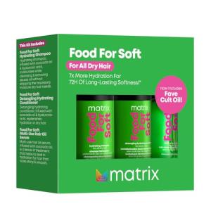 Matrix Food For Soft Travel Trial Kit - Shampoo, Conditioner and Oil Serum, Professional Hydrating Formula for Dry, Brittle Hair, With Hyaluronic Acid & Avocado Oil for Hydration, Softness & Shine