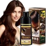 SROLM All-in-1 Hair Dye Shampoo for Women & Men - Natural Black Hair Color to Cover Gray Hair, Herbal Formula with Ginseng & He Shou Wu, Gentle Gray Coverage (Brown)