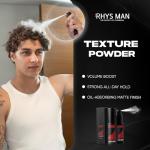 Rhys Man Texture Powder for Men - Volumizing Hair Styling Powder Spray for Natural Lift, Oil Absorption, Matte Finish, Lightweight, Long-Lasting Hold- Stocking Stuffers, Christmas Gift for Boys, Teens