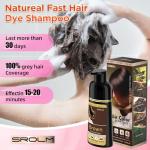 SROLM All-in-1 Hair Dye Shampoo for Women & Men - Natural Black Hair Color to Cover Gray Hair, Herbal Formula with Ginseng & He Shou Wu, Gentle Gray Coverage (Brown)