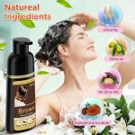 SROLM All-in-1 Hair Dye Shampoo for Women & Men - Natural Black Hair Color to Cover Gray Hair, Herbal Formula with Ginseng & He Shou Wu, Gentle Gray Coverage (Brown)