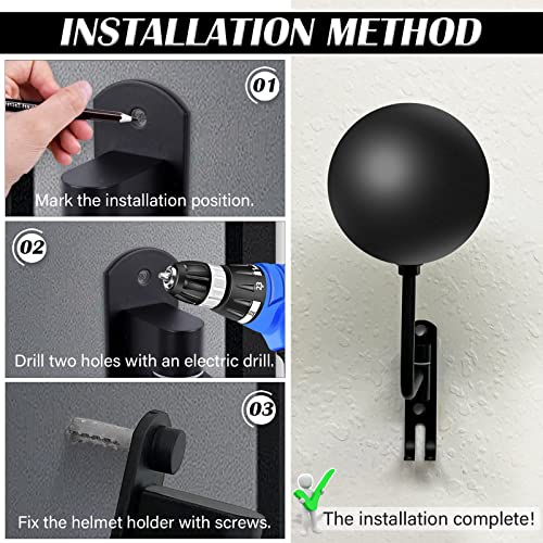 Wall Mount Motorcycle Helmet Rack with Hooks