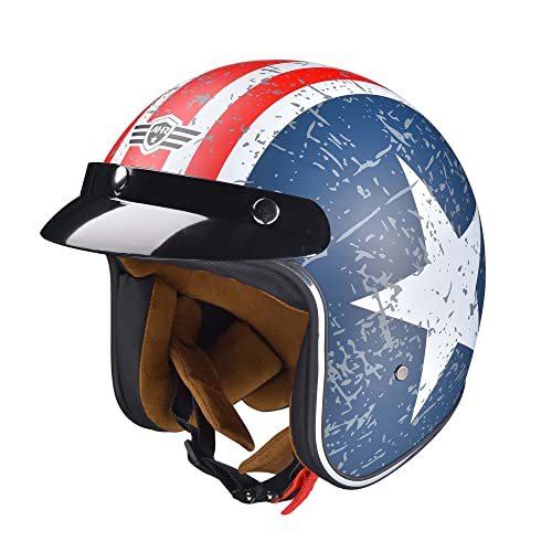 AHR Run-O5 Open Face Motorcycle Helmet (Patriotic Flag)