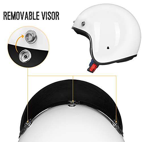 ILM Retro Vintage Open Face Motorcycle Helmet - White