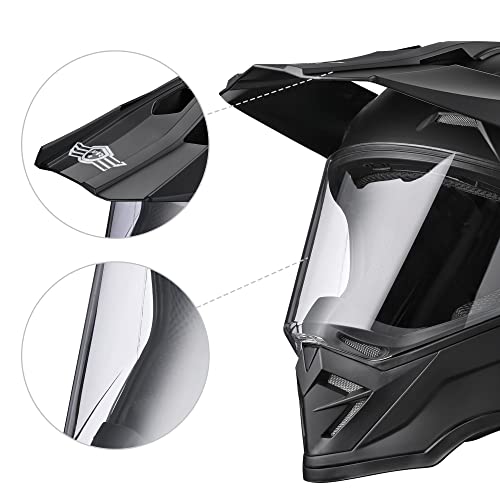AHR Full Face Dual Sport Motorcycle Helmet - Matte Black