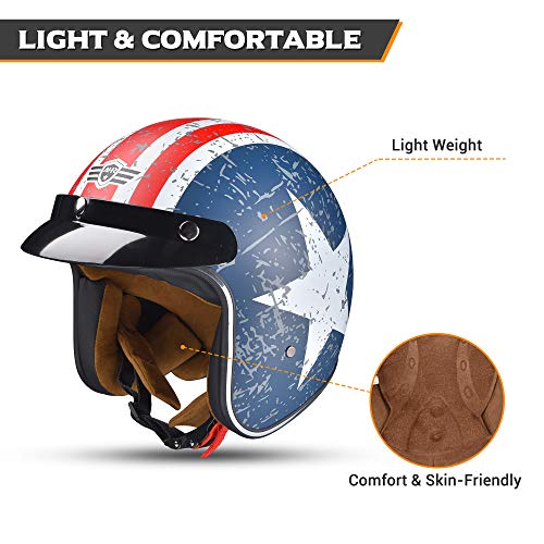 AHR Run-O5 Open Face Motorcycle Helmet (Patriotic Flag)