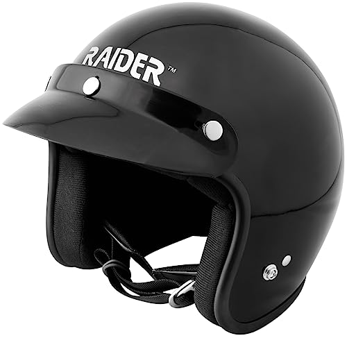 Raider Gloss Black Open Face Helmet - Large