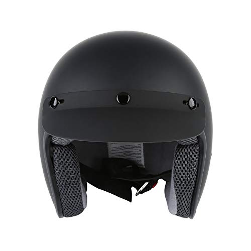 Matte Black Adult Open Face Motorcycle Helmet