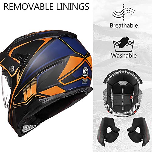 ILM Dual Sport Full Face Motorcycle Helmet - Orange