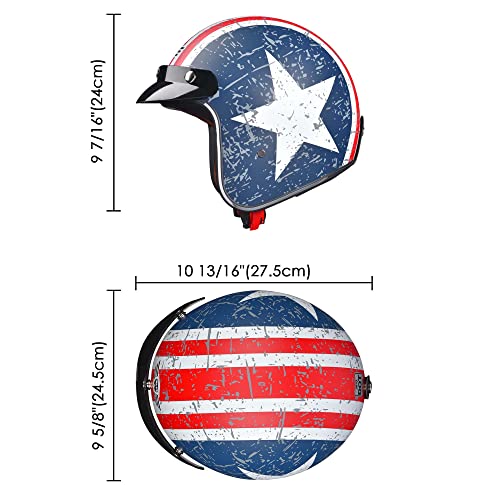 AHR Run-O5 Open Face Motorcycle Helmet (Patriotic Flag)