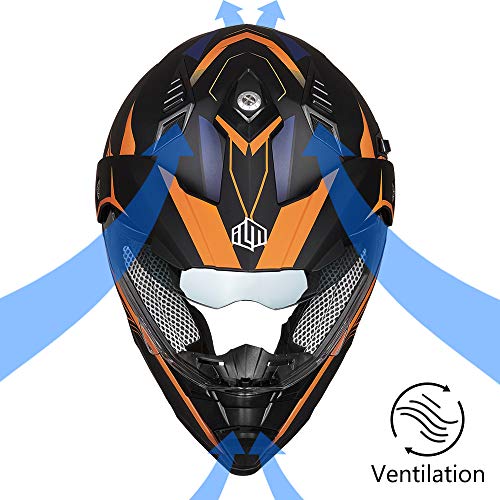ILM Dual Sport Full Face Motorcycle Helmet - Orange
