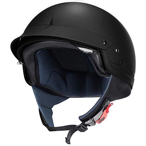 GLX M14 Cruiser Scooter Half Helmet - Matte Black, Large