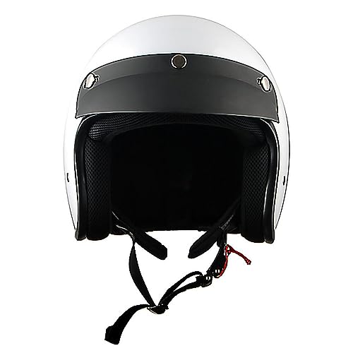 1Storm Glossy White Open Face Motorcycle Helmet