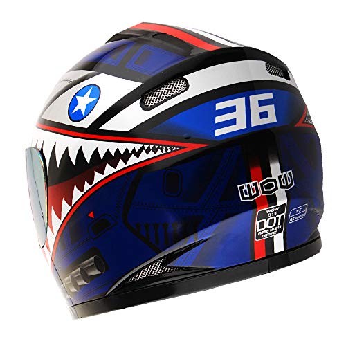 Youth Kids Shark Blue Full Face Motorcycle Helmet