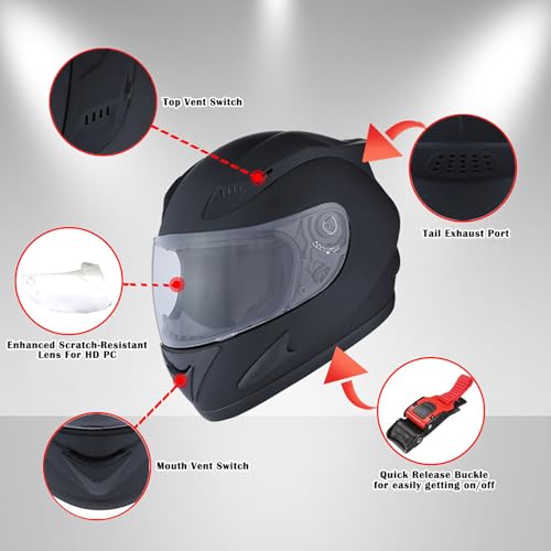 1STORM Full Face Motorcycle Helmet Matte Black XL