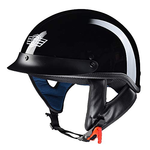 AHR Half Face Motorcycle Helmet - Gloss Black XL
