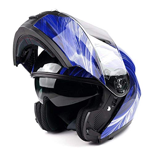 Modular Motorcycle Helmet with Dual Visor - Blue XXL