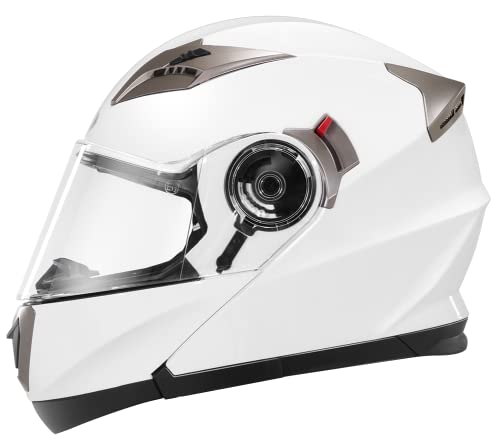 YEMA Modular Helmet - DOT Approved, White, XL