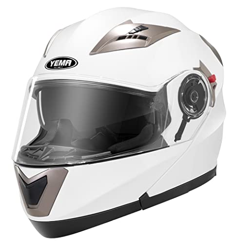YEMA Modular Helmet - DOT Approved, White, XL