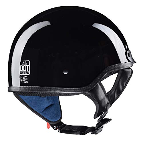 AHR Half Face Motorcycle Helmet - Gloss Black XL