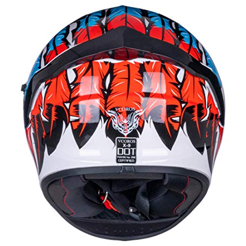 VCOROS X9 Motorcycle Helmet with Bluetooth and Sun Visor (Indian Eagle, XL)