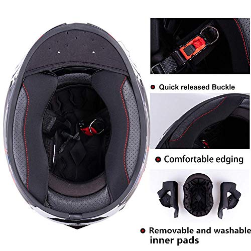 VCOROS X9 Motorcycle Helmet with Bluetooth and Sun Visor (Indian Eagle, XL)