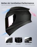 AUBOA Full Face Motorcycle Helmet, Matte Black