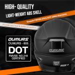 OUMURS Adult ATV Dirt Bike Helmet Set - Matte Black