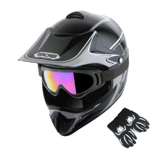Youth Motocross Helmet with Goggles and Gloves Bundle