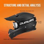OUMURS Adult ATV Dirt Bike Helmet Set - Matte Black