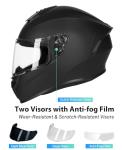 Favoto DOT Approved Full Face Motorcycle Helmet, Black