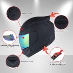 1Storm Matte Black Full Face Motorcycle Helmet, Size M