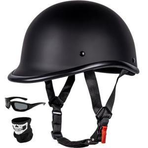 Yesmotor Vintage Matte Black Half Motorcycle Helmet