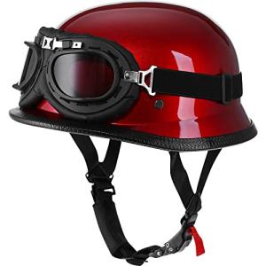 Yesmotor Half Shell German Motorcycle Helmet with Goggles
