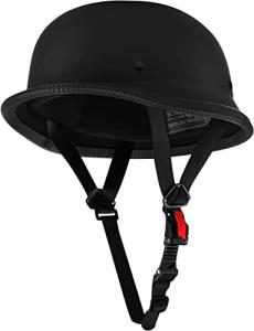 German Style Half Helmet - DOT Approved, Matte Black