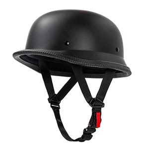 German Style Motorcycle Helmet, Matte Black, Size L