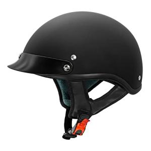 VCAN Flat Black Half Face Motorcycle Helmet Medium