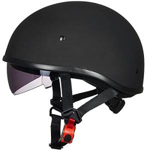 ILM Half Motorcycle Helmet with Sunshield, Matte Black