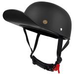Vintage Open-Face Motorcycle Helmet - Matte Black