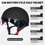 ILM Half Motorcycle Helmet with Sunshield, Matte Black