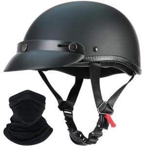 Lightweight Matte Black Half Shell Motorcycle Helmet