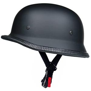 Retro Matte Black German Half Helmet for Adults