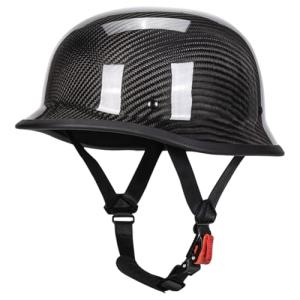 Vintage Carbon Fiber Half Helmet - Gloss Black