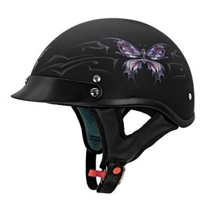 VCAN Butterfly Half Helmet - Flat Black, Small