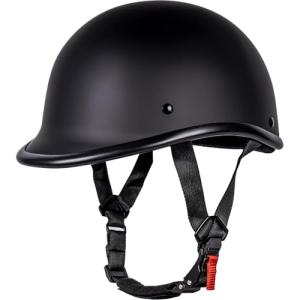 QICHAO Classic Retro Half Motorcycle Helmet - Matte Black