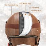 Vintage German Style Leather Half Helmet with Goggles